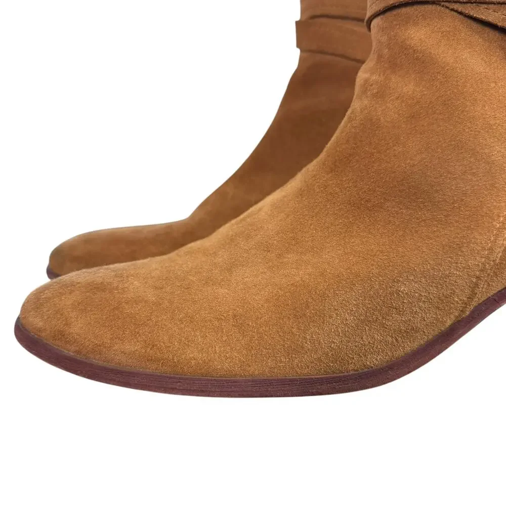 Sam Edelman Polina Suede Leather Chunky Block Heel Ankle Boots Booties Shoes 11